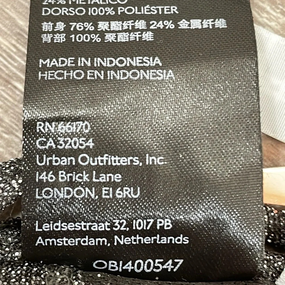 NWT Urban Outfitters Backless Crop Top Black Metallic Silver Strappy Tie Back M - Picture 13 of 13